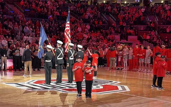 Ohio School for the Deaf, “Girls on the Run” sign national anthem at OSU Men’s Basketball Game