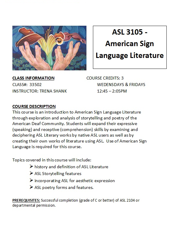 ASL 3105 (level 5 of ASL) to be offered Spring 2020 | American Sign ...