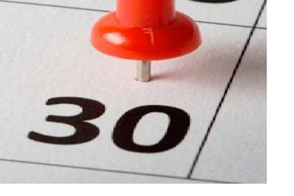 30th onthe calendar